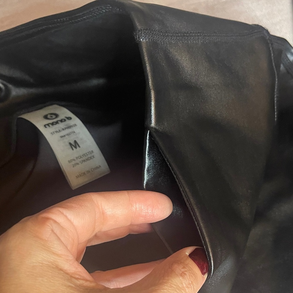 Mono B Black Faux Leather Leggings - Picture 3 of 8